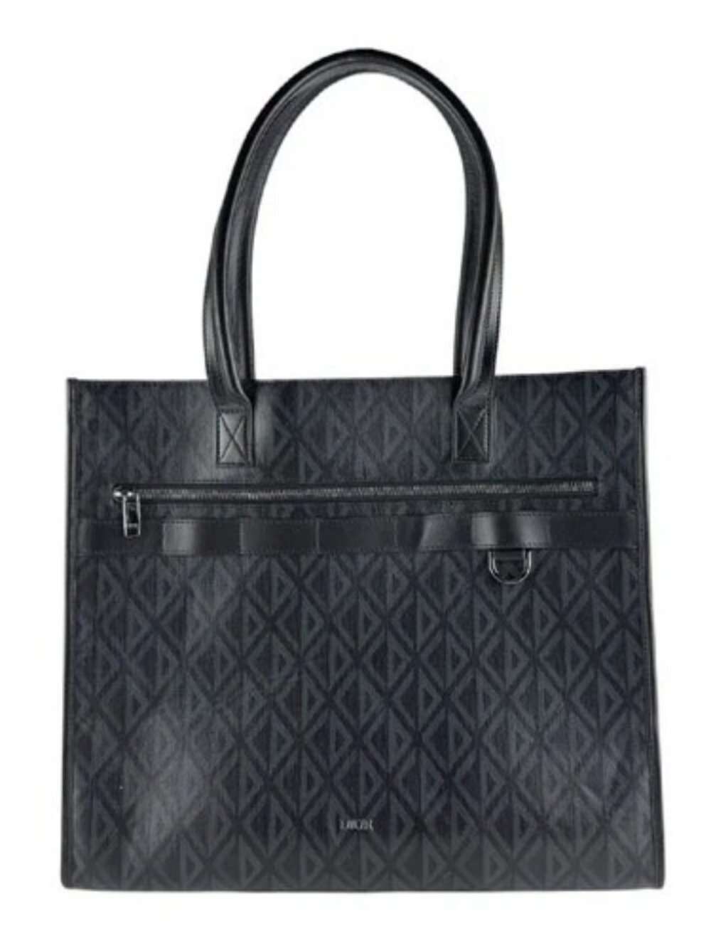 Auth Christian Dior Safari Tote Handbag Black Leather - z9914